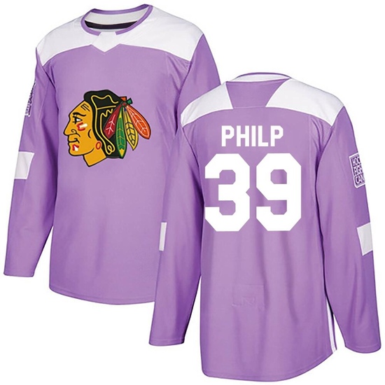 Adidas Luke Philp Chicago Blackhawks Authentic Fights Cancer Practice Jersey - Purple