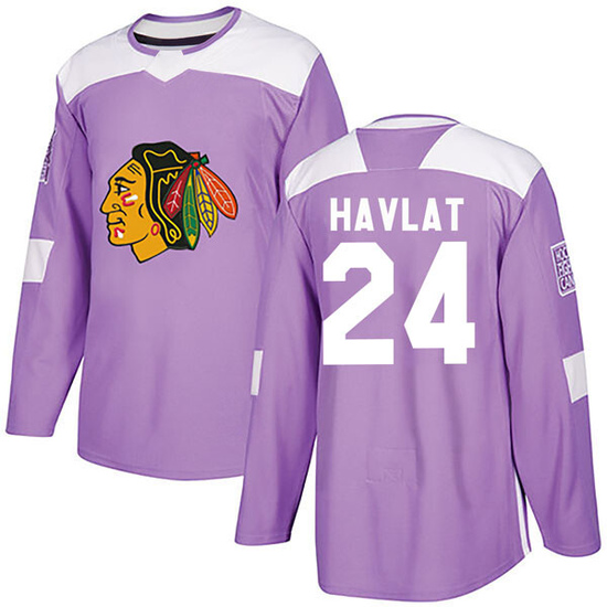 Adidas Martin Havlat Chicago Blackhawks Youth Authentic Fights Cancer Practice Jersey - Purple