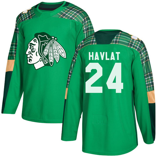 Adidas Martin Havlat Chicago Blackhawks Youth Authentic St. Patrick's Day Practice Jersey - Green