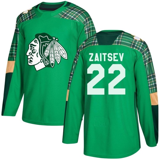 Adidas Nikita Zaitsev Chicago Blackhawks Youth Authentic St. Patrick's Day Practice Jersey - Green