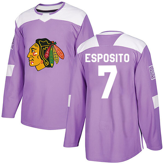 Adidas Phil Esposito Chicago Blackhawks Youth Authentic Fights Cancer Practice Jersey - Purple