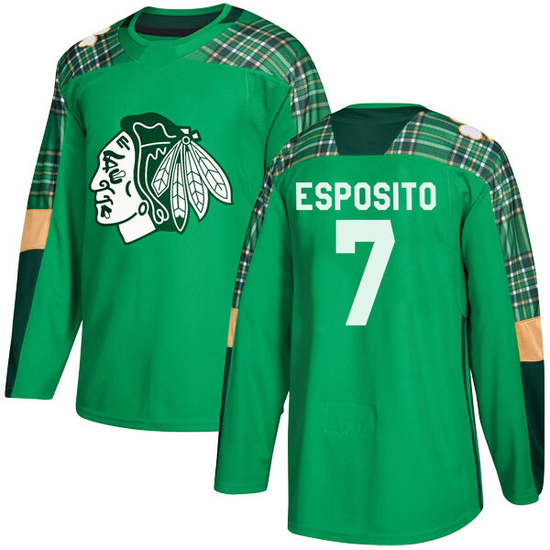 Adidas Phil Esposito Chicago Blackhawks Youth Authentic St. Patrick's Day Practice Jersey - Green