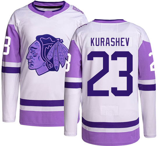 Adidas Philipp Kurashev Chicago Blackhawks Authentic Hockey Fights Cancer Jersey -