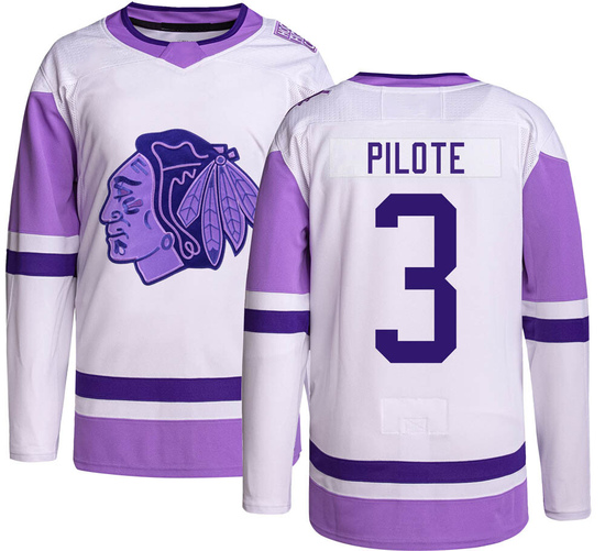 Adidas Pierre Pilote Chicago Blackhawks Youth Authentic Hockey Fights Cancer Jersey -
