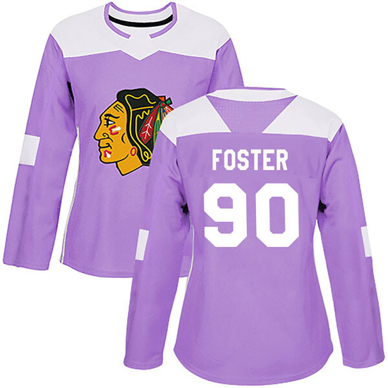 Adidas Scott Foster Chicago Blackhawks Women's Authentic Fights Cancer Practice Jersey - Purple