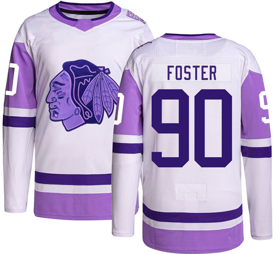 Adidas Scott Foster Chicago Blackhawks Youth Authentic Hockey Fights Cancer Jersey -