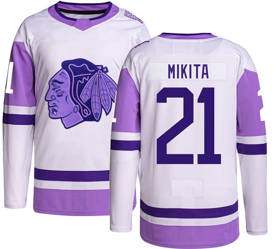 Adidas Stan Mikita Chicago Blackhawks Authentic Hockey Fights Cancer Jersey -