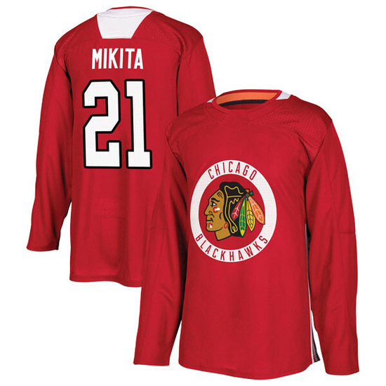 Adidas Stan Mikita Chicago Blackhawks Authentic Home Practice Jersey - Red