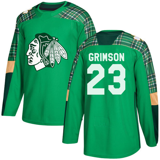Adidas Stu Grimson Chicago Blackhawks Youth Authentic St. Patrick's Day Practice Jersey - Green