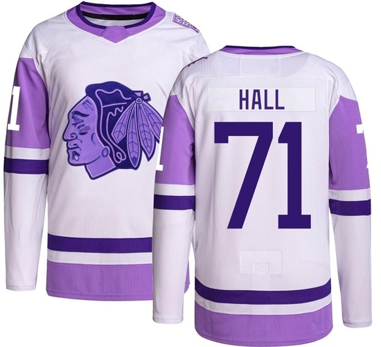 Adidas Taylor Hall Chicago Blackhawks Authentic Hockey Fights Cancer Jersey -