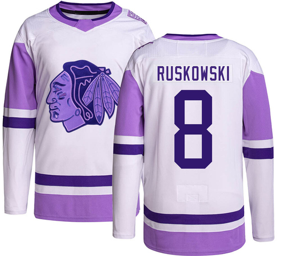 Adidas Terry Ruskowski Chicago Blackhawks Authentic Hockey Fights Cancer Jersey -