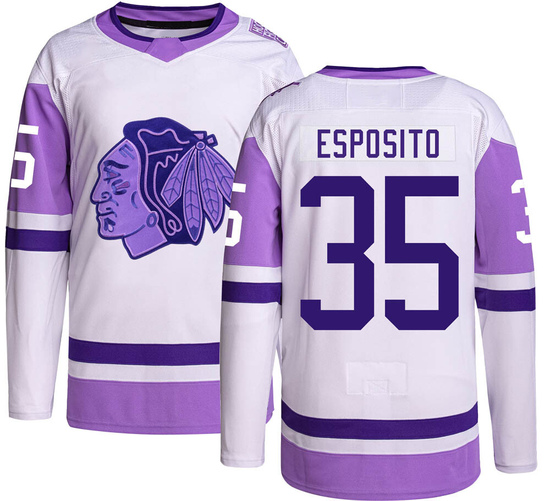 Adidas Tony Esposito Chicago Blackhawks Authentic Hockey Fights Cancer Jersey -