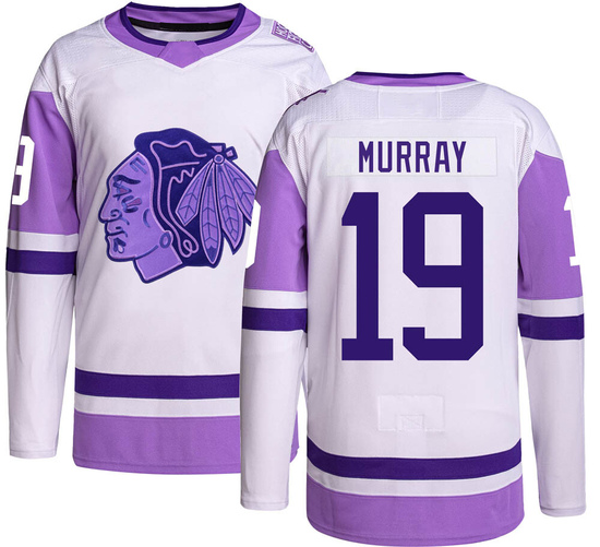 Adidas Troy Murray Chicago Blackhawks Authentic Hockey Fights Cancer Jersey -