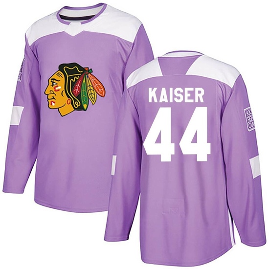 Adidas Wyatt Kaiser Chicago Blackhawks Authentic Fights Cancer Practice Jersey - Purple