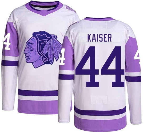 Adidas Wyatt Kaiser Chicago Blackhawks Authentic Hockey Fights Cancer Jersey -