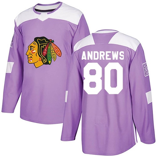 Adidas Zach Andrews Chicago Blackhawks Authentic Fights Cancer Practice Jersey - Purple