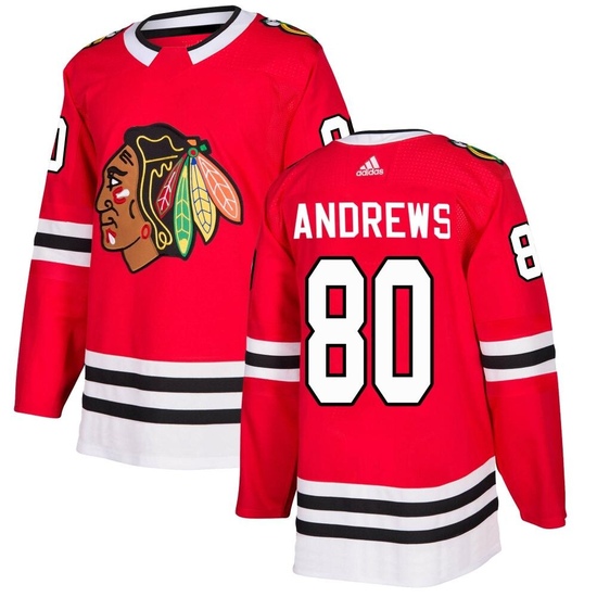 Adidas Zach Andrews Chicago Blackhawks Authentic Home Jersey - Red