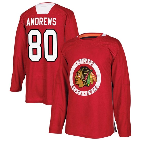 Adidas Zach Andrews Chicago Blackhawks Authentic Home Practice Jersey - Red