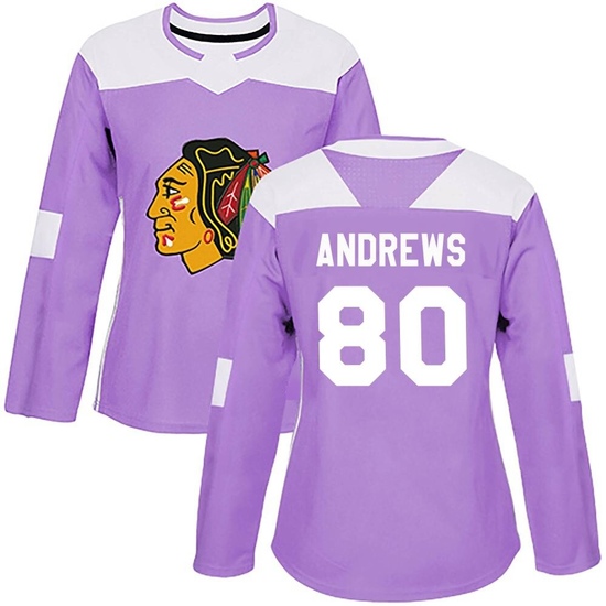Adidas Zach Andrews Chicago Blackhawks Women's Authentic Fights Cancer Practice Jersey - Purple