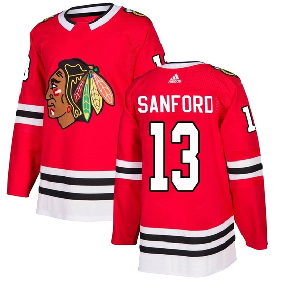 Adidas Zach Sanford Chicago Blackhawks Authentic Home Jersey - Red