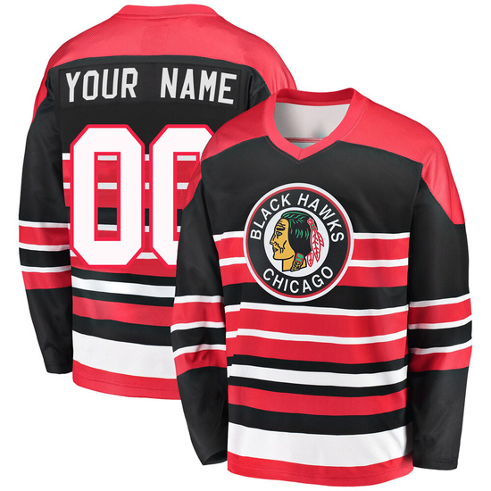 Fanatics Branded Custom Chicago Blackhawks Premier Custom Breakaway Heritage Jersey - Red/Black