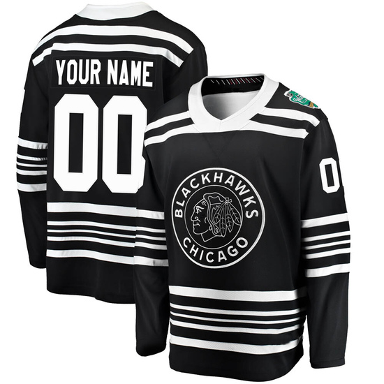 Fanatics Branded Custom Chicago Blackhawks Youth Custom 2019 Winter Classic Breakaway Jersey - Black