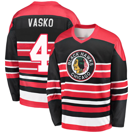 Fanatics Branded Elmer Vasko Chicago Blackhawks Youth Premier Breakaway Heritage Jersey - Red/Black
