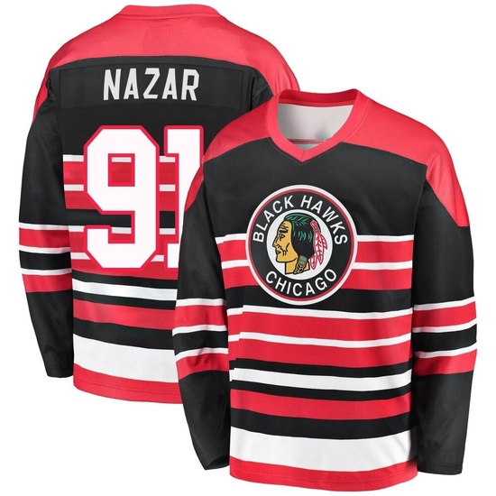 Fanatics Branded Frank Nazar Chicago Blackhawks Youth Premier Breakaway Heritage Jersey - Red/Black