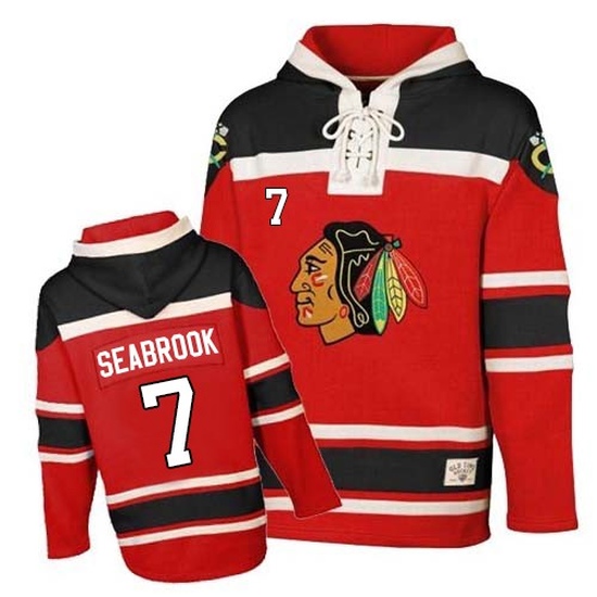 Brent Seabrook Chicago Blackhawks Youth Authentic Old Time Hockey Sawyer Hooded Sweatshirt - Red