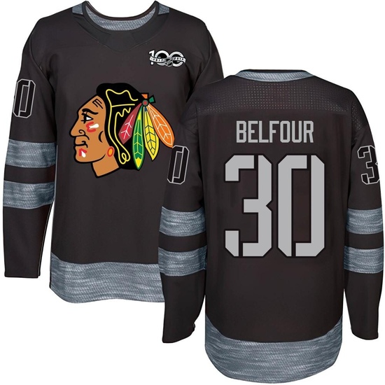 ED Belfour Chicago Blackhawks Authentic 1917-2017 100th Anniversary Jersey - Black