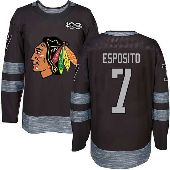 Phil Esposito Chicago Blackhawks Youth Authentic 1917-2017 100th Anniversary Jersey - Black